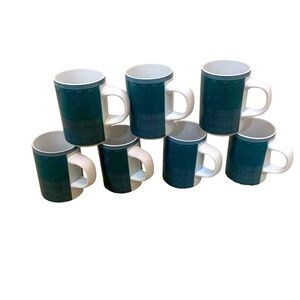 Vintage 1990’s Dansk gridworks teal mugs set of 7 microwave safe 10oz 4 in